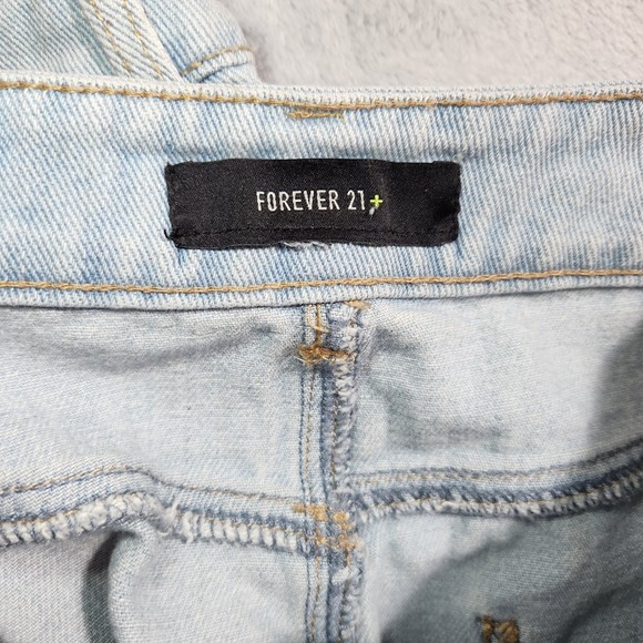 Forever 21 Light Wash Denim Mini Skirt Y2K Jeans Skirt Light Blue - Picture 3 of 6